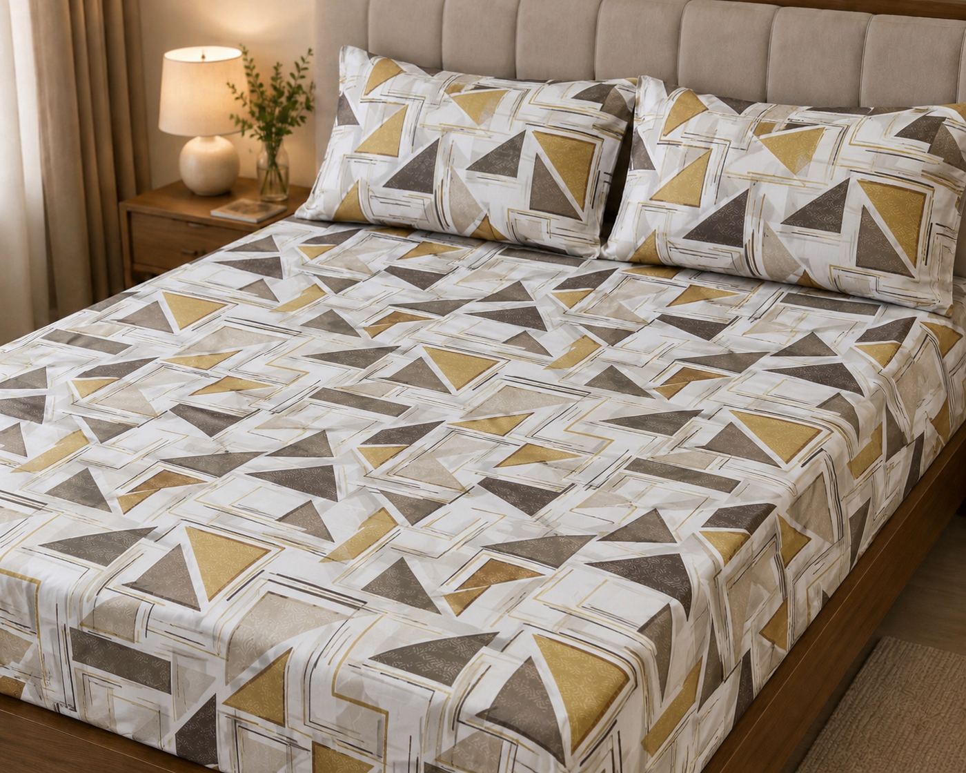 Lenjerie de Pat Geometrica Beige Lines